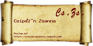 Csipán Zsanna névjegykártya